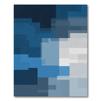 Deep Blue Abstract Geometric Overlay Rug