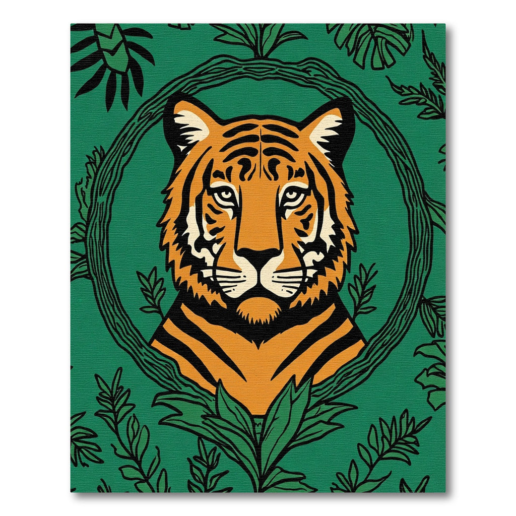 Bold Orange Tiger Jungle Frame Rug
