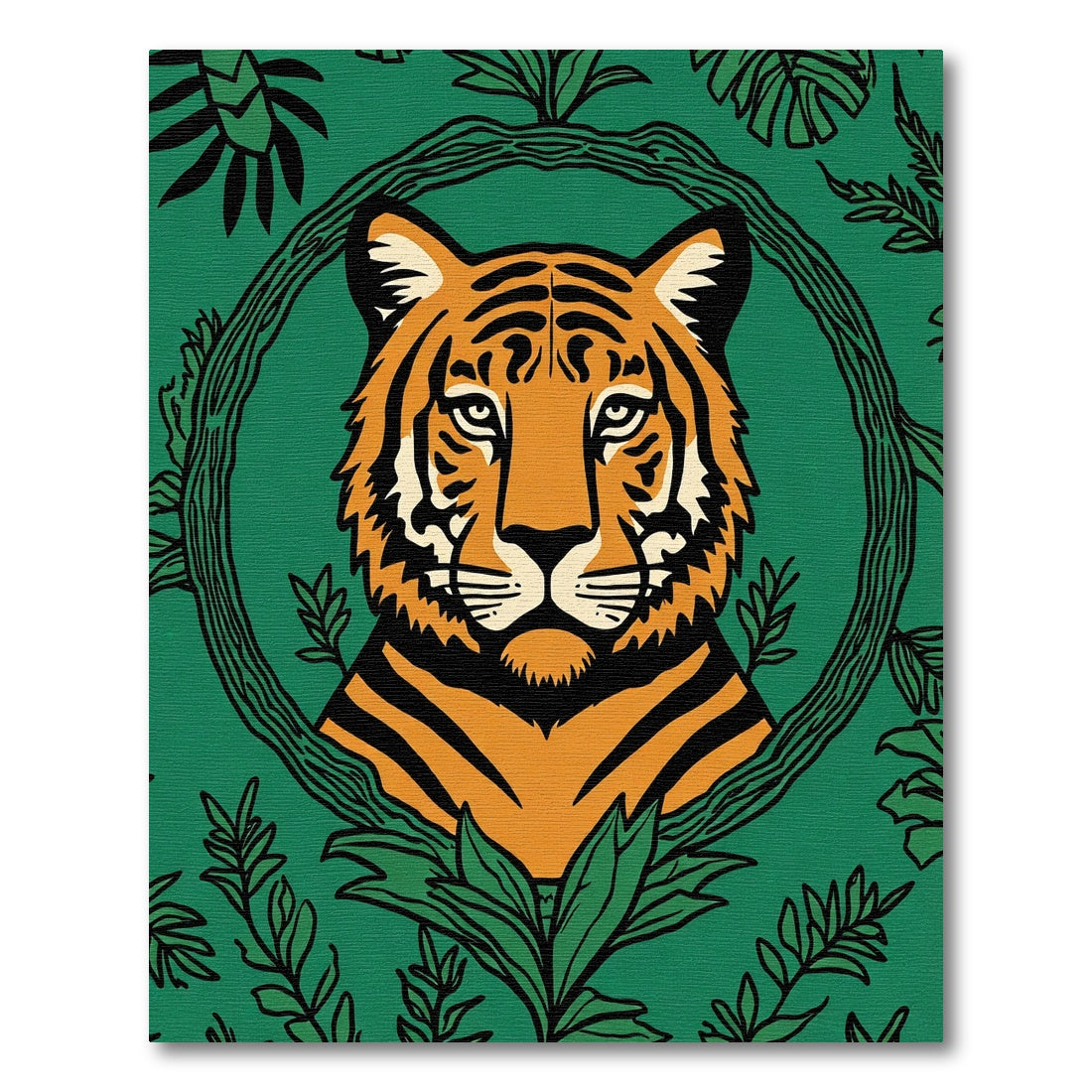 Bold Orange Tiger Jungle Frame Rug