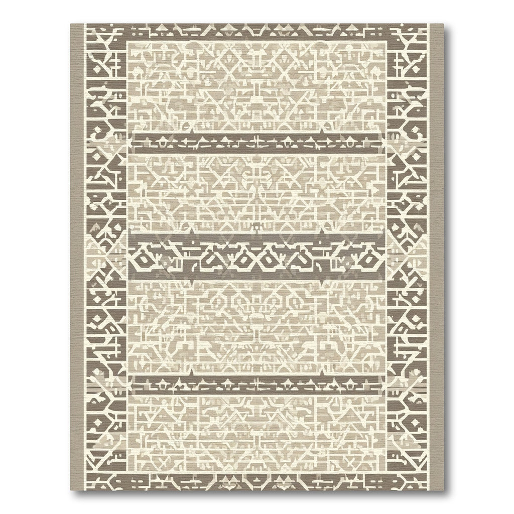 Earthy Neutral Contemporary Geometric Stripe Rug