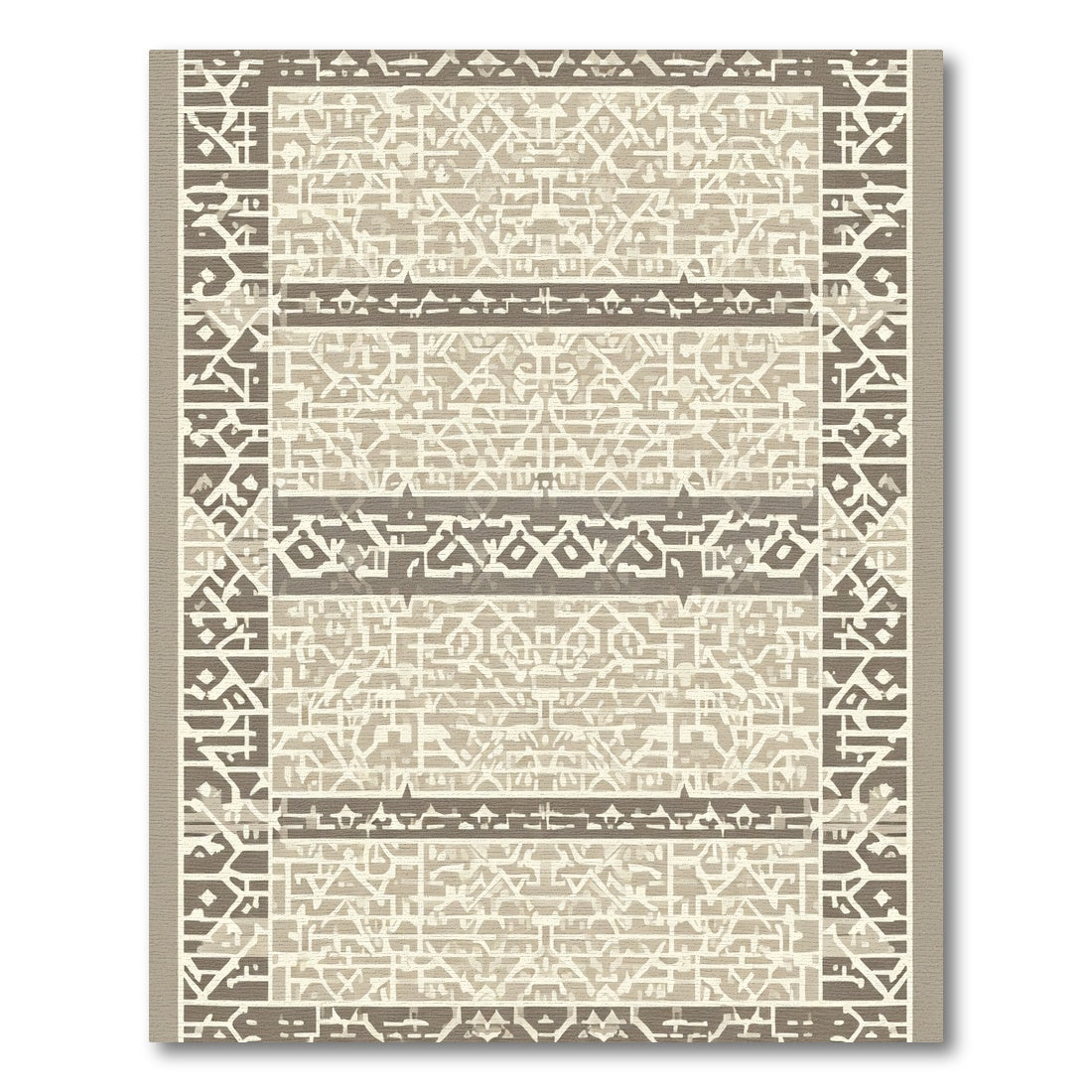 Earthy Neutral Contemporary Geometric Stripe Rug