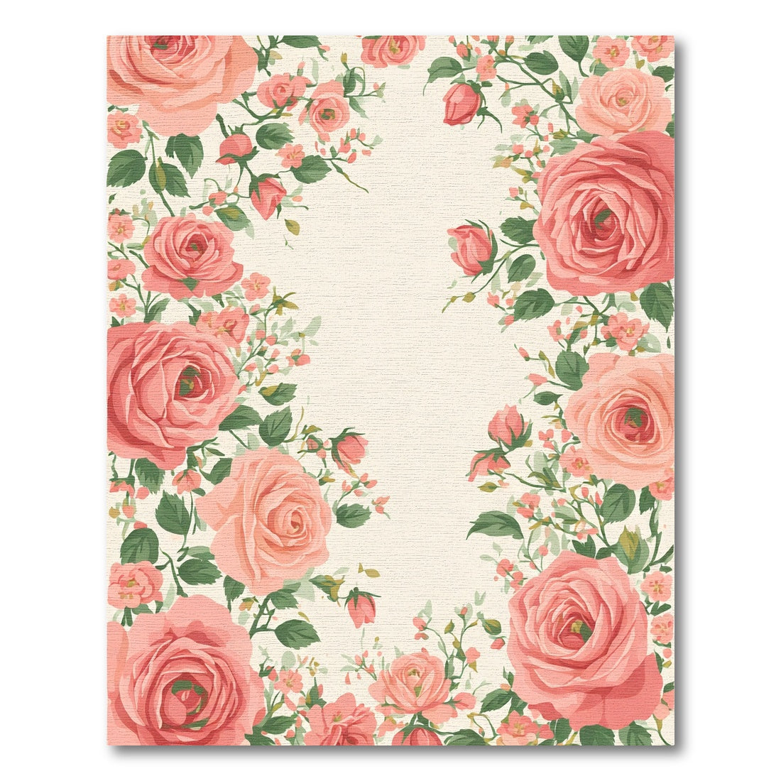 Coral Pink Rose Garland Arrangement Rug