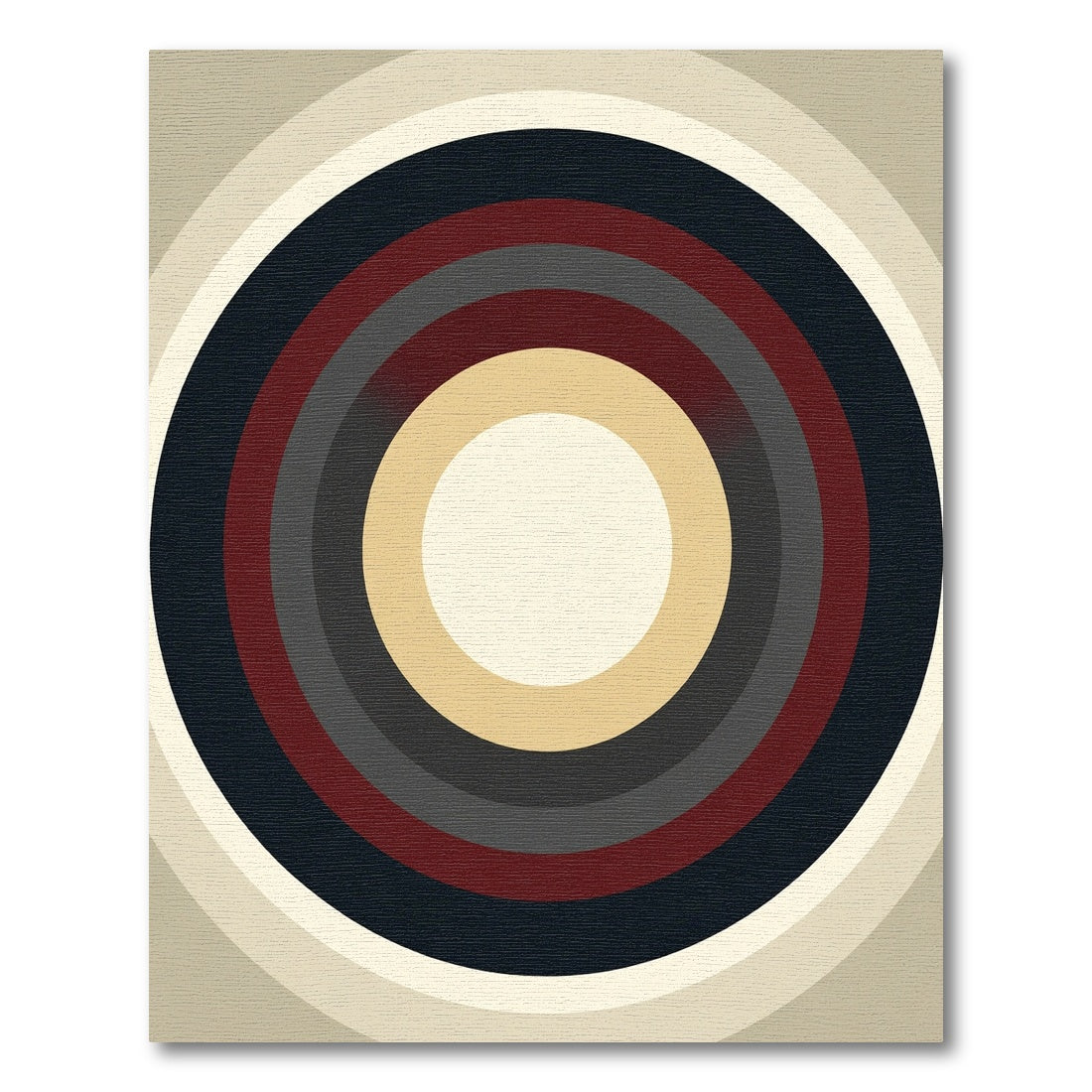 Rich Concentric Circles Ivory Red Rug