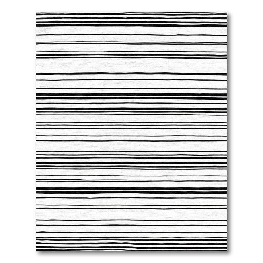 Black White Hand Drawn Stripes Rug