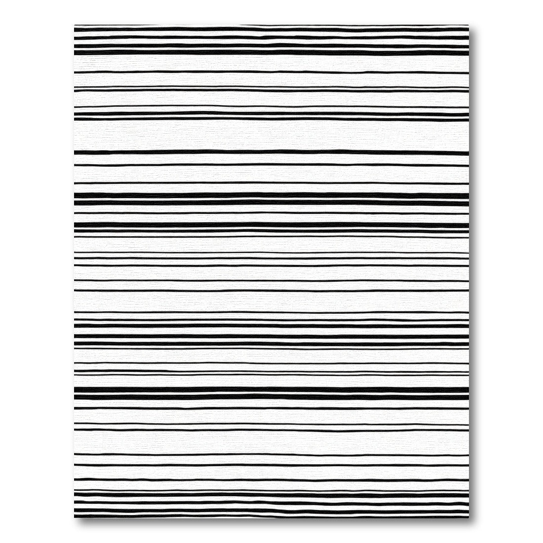 Black White Hand Drawn Stripes Rug