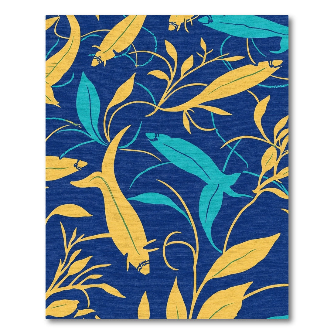 Blue yellow teal koi foliage Rug
