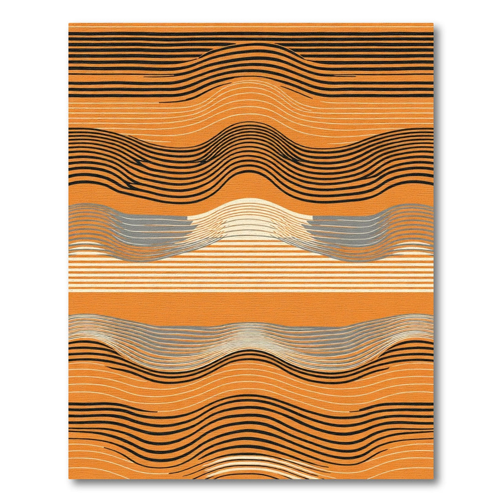 Dynamic Orange Striped Wave Rug