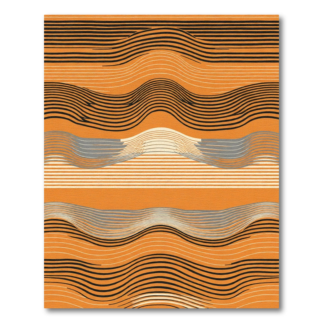 Dynamic Orange Striped Wave Rug