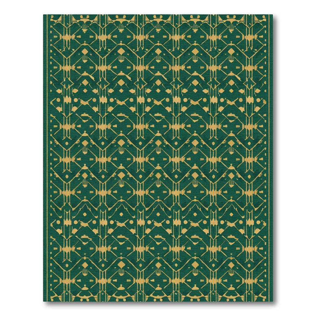 Emerald Gold Geometric Art Deco Rug