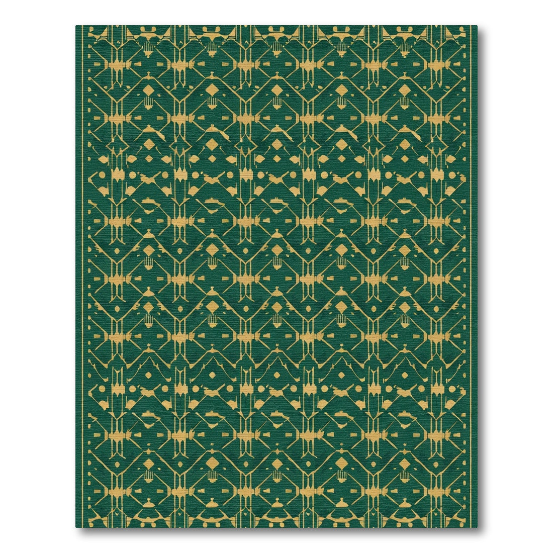 Emerald Gold Geometric Art Deco Rug