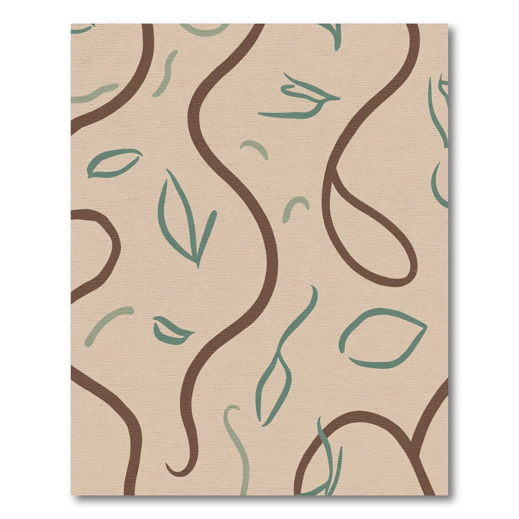 Beige Abstract Vine Leaf Rug