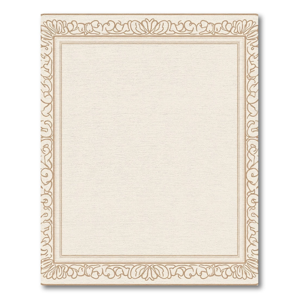 Elegant Beige Floral Border Square Rug