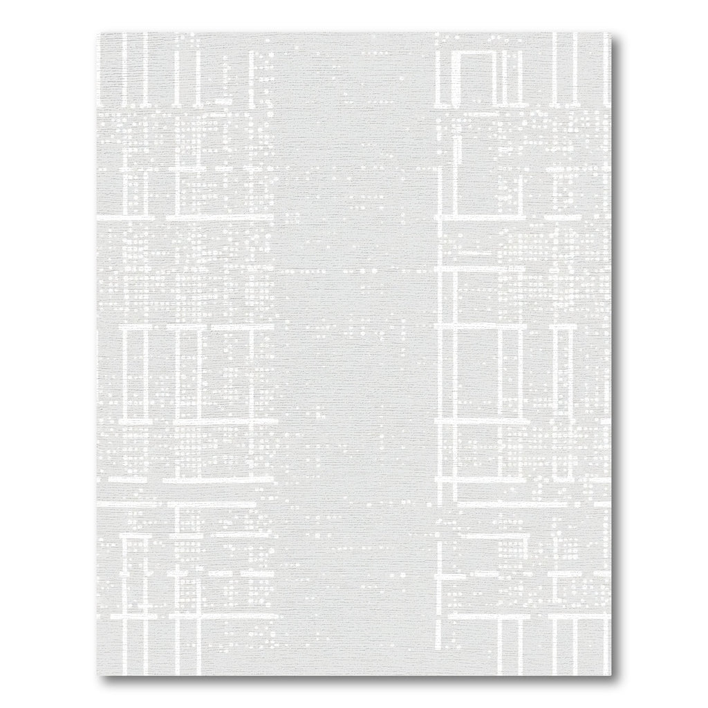 Abstract White Geometric Pixel Grid Rug
