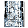 Mono Blue Geometric Maze Rug