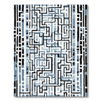 Mono Blue Geometric Maze Rug