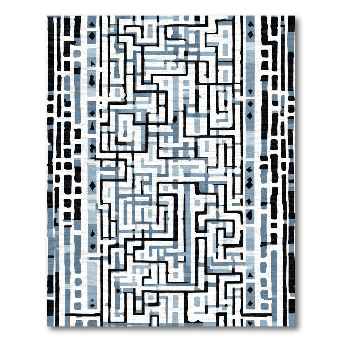 Mono Blue Geometric Maze Rug