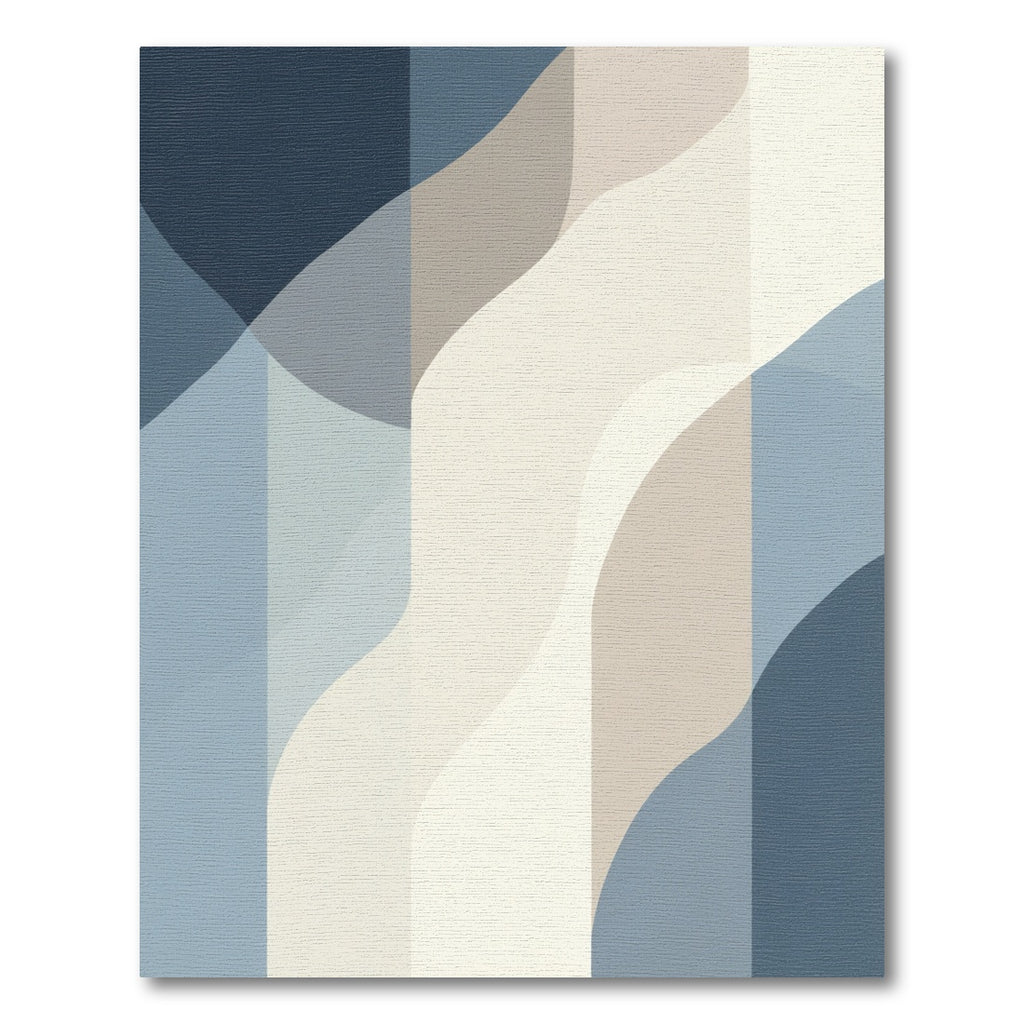Abstract Blue Beige Wave Forms Rug