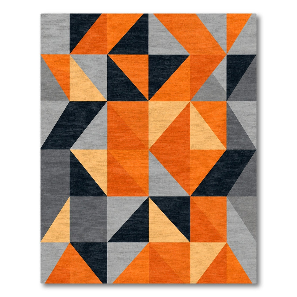 Bold Orange Geometric Triangle Arrangement Rug