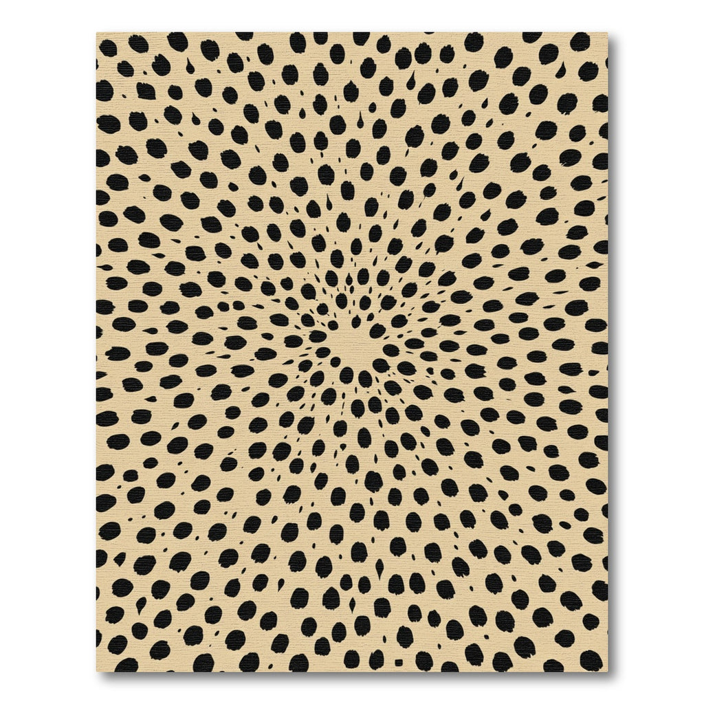 Tan Black Abstract Dot Burst Rug