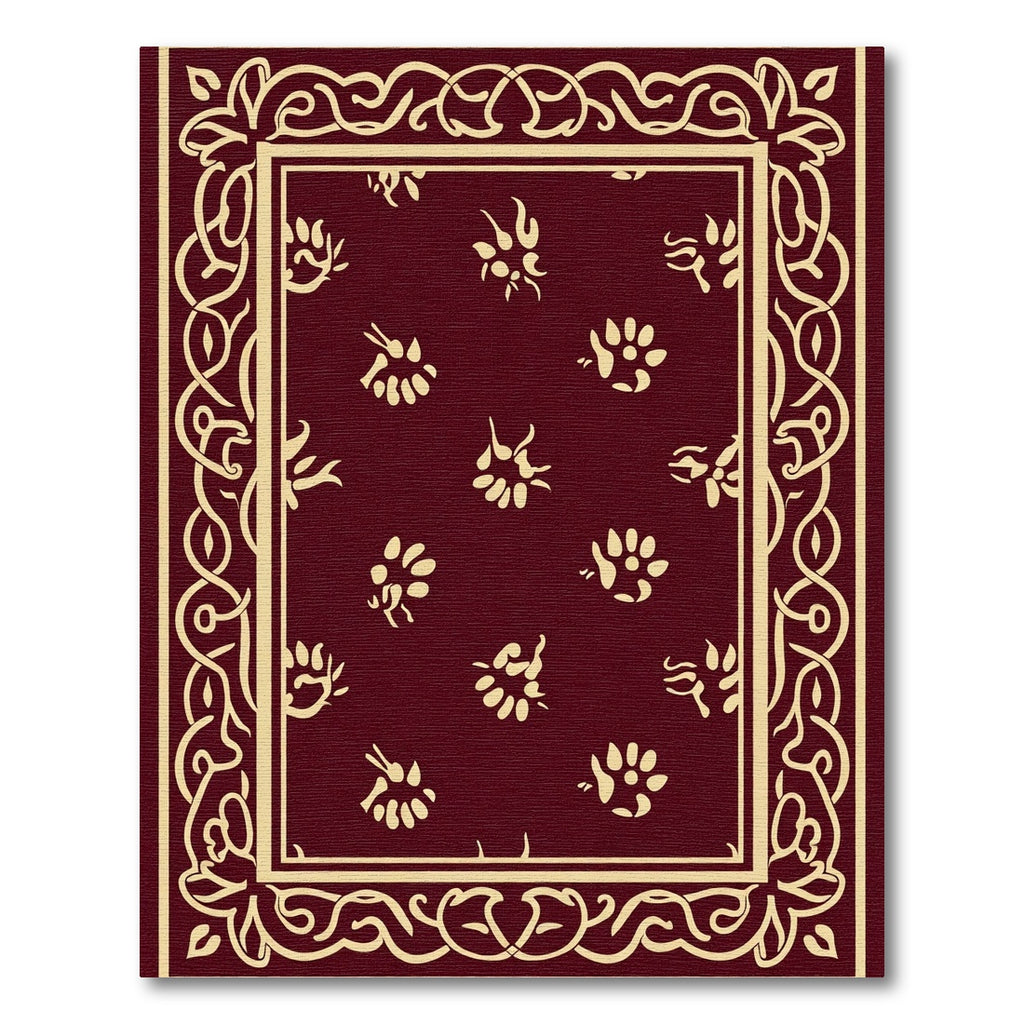 Deep Red Cream Border Floral Accent Rug