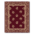 Deep Red Cream Border Floral Accent Rug