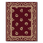 Deep Red Cream Border Floral Accent Rug