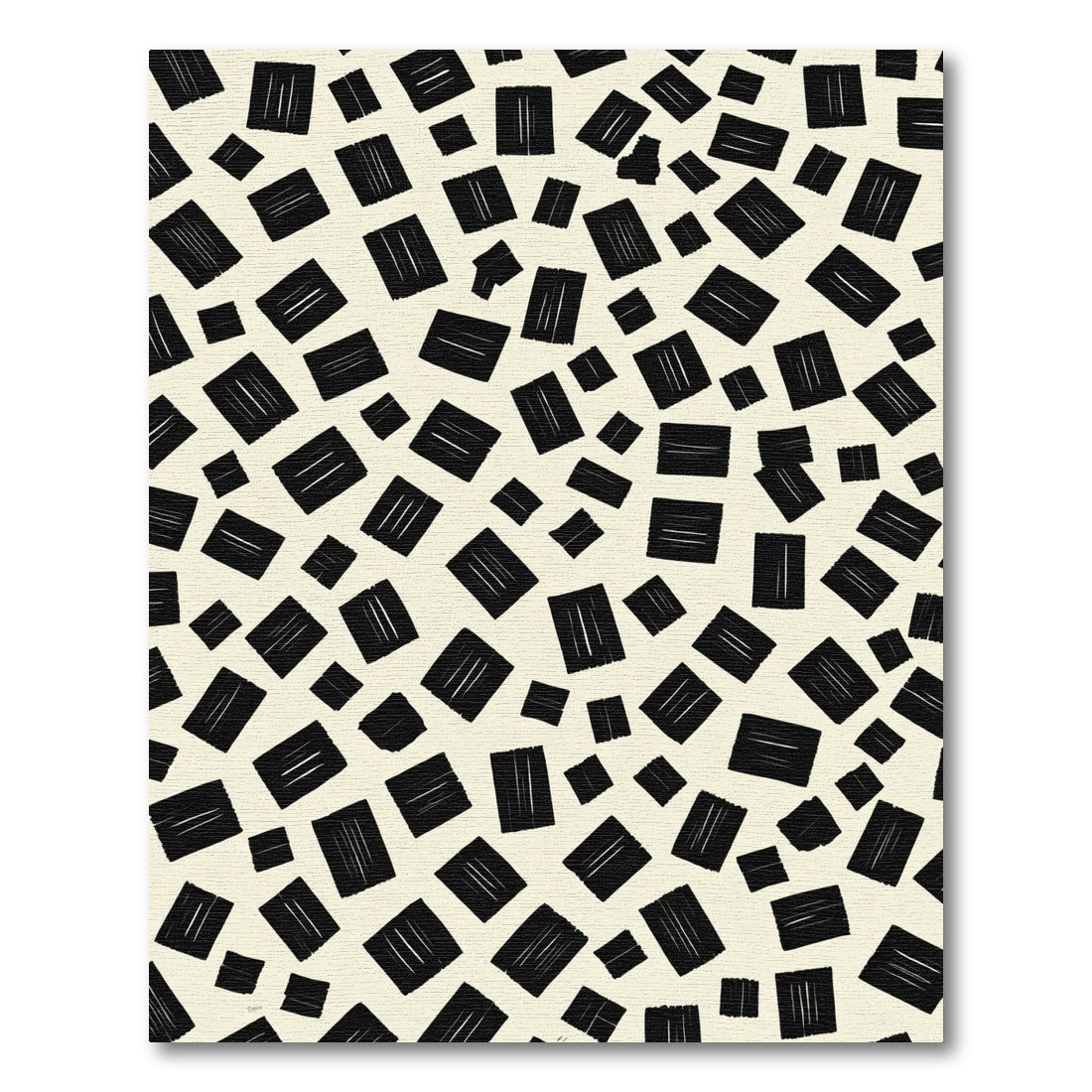 Black White Scattered Rectangles Rug