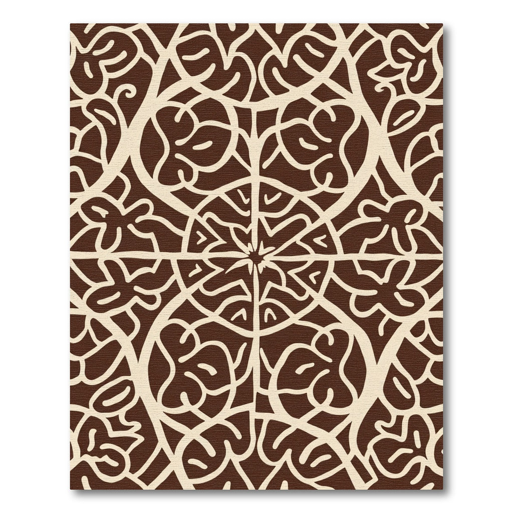 Brown Beige Organic Vine Mandala Rug