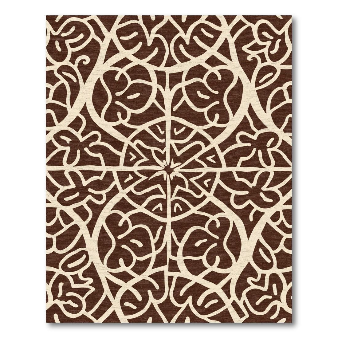 Brown Beige Organic Vine Mandala Rug