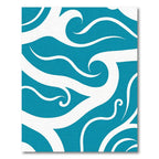 Deep Blue White Wave Abstract Rug