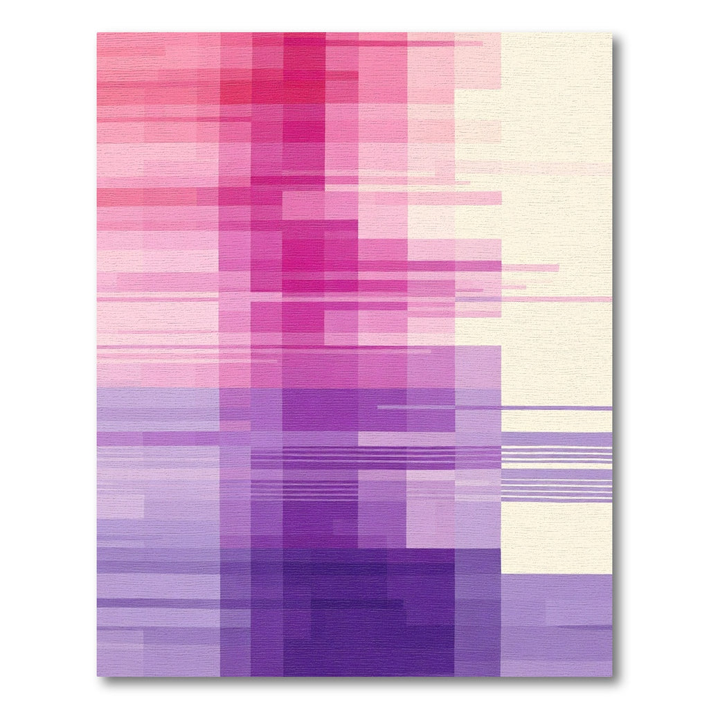 Modern Pink Purple Geometric Blocks Rug