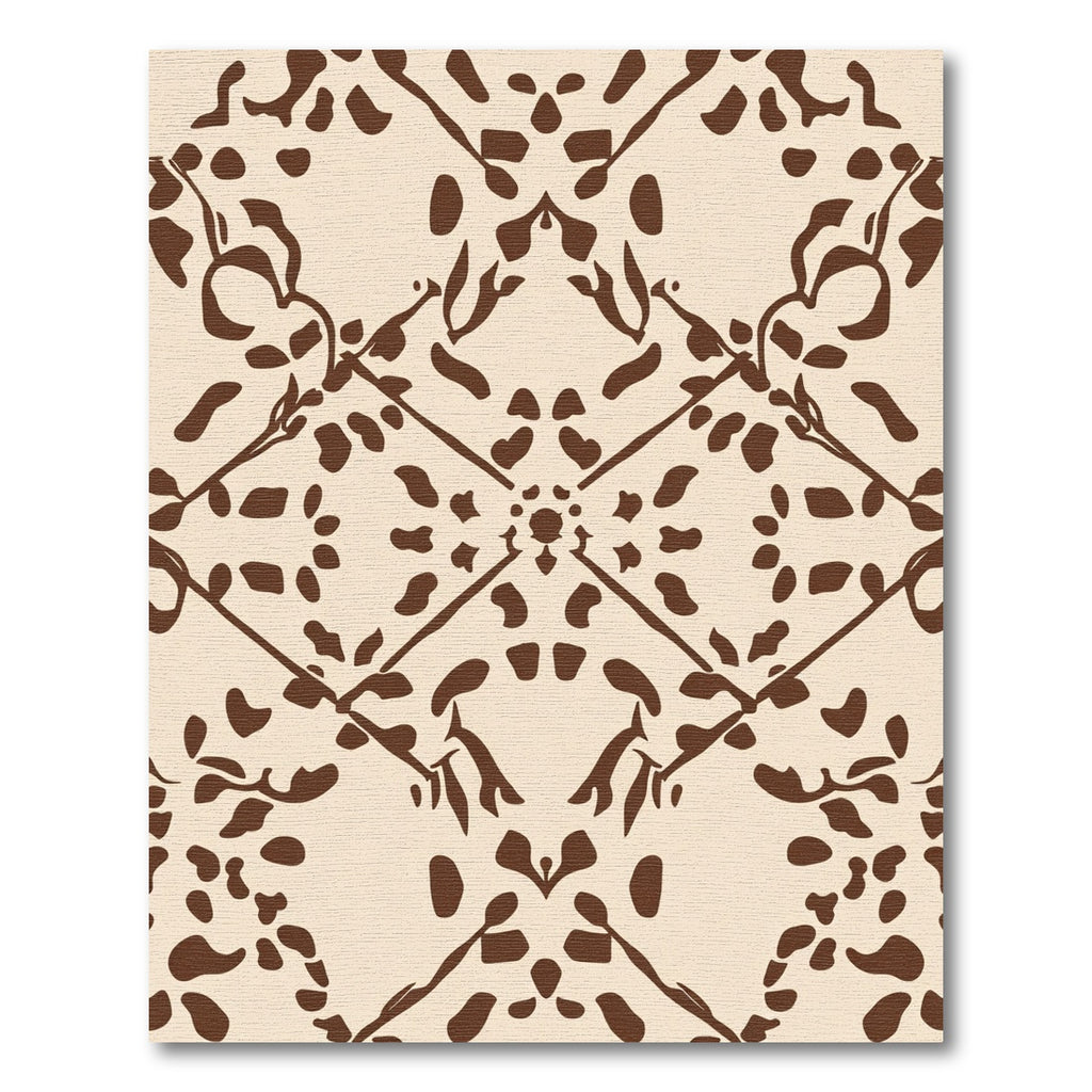 Ecru Brown Ogee Mirror Layout Rug