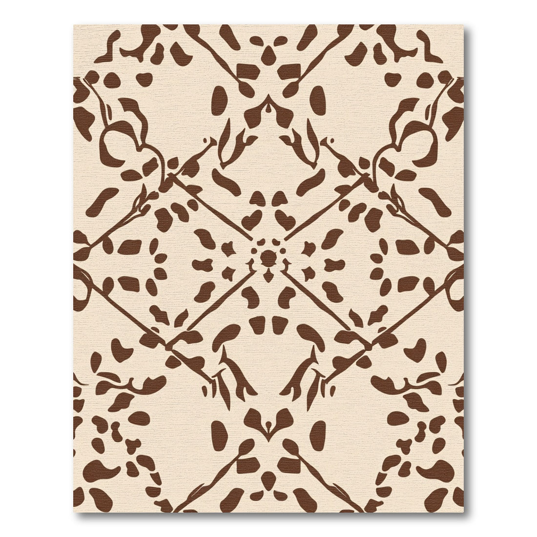 Ecru Brown Ogee Mirror Layout Rug