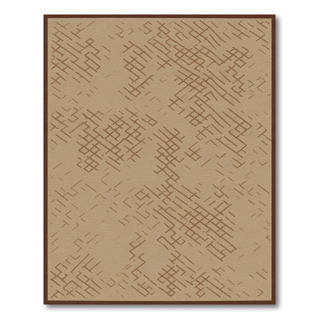 Earthy Brown Abstract Geometric Lines Rug