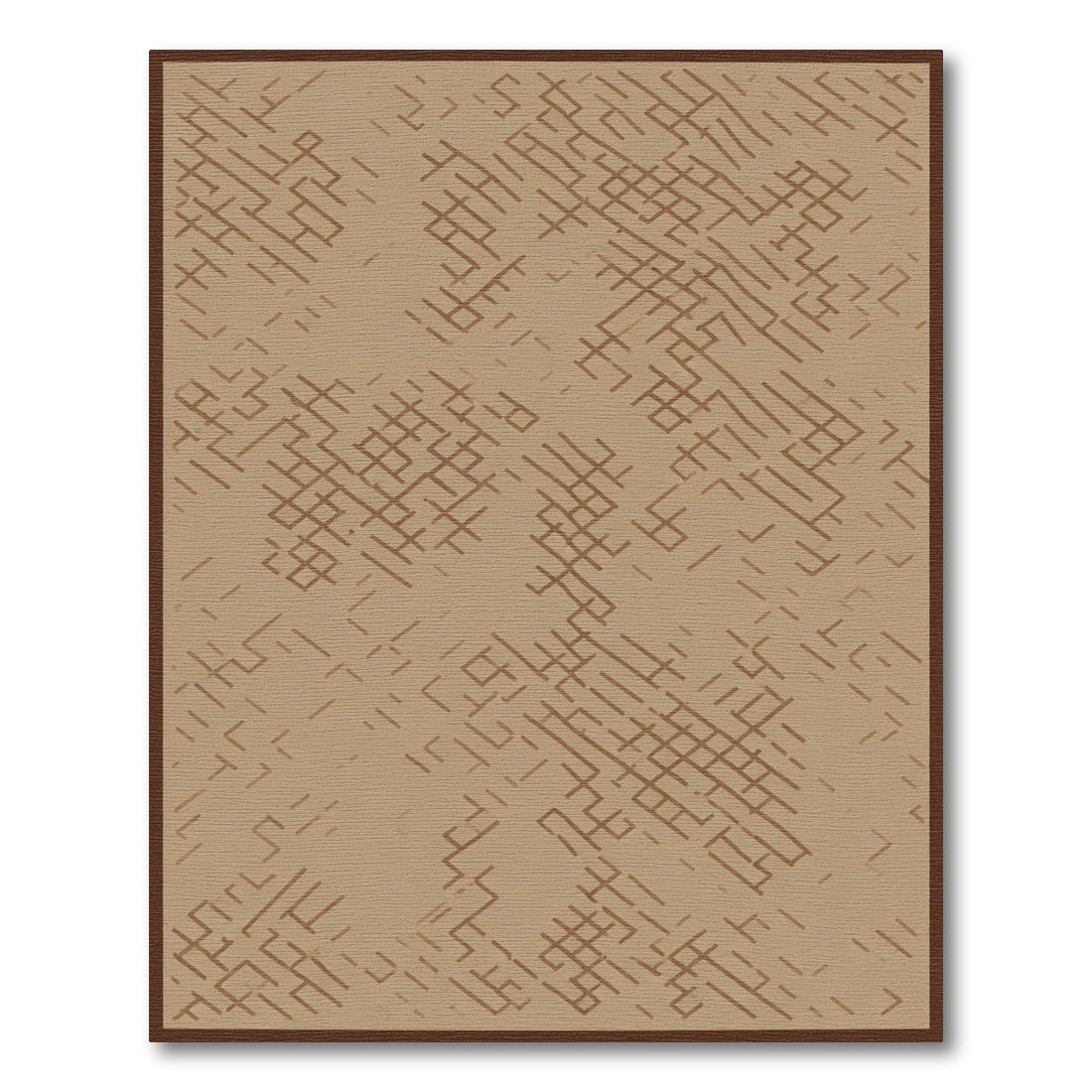 Earthy Brown Abstract Geometric Lines Rug