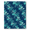 Deep Blue Teal Tropical Foliage Rug