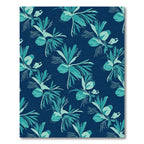 Deep Blue Teal Tropical Foliage Rug