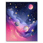 Cosmic Pink Purple Starry Nebula Rug