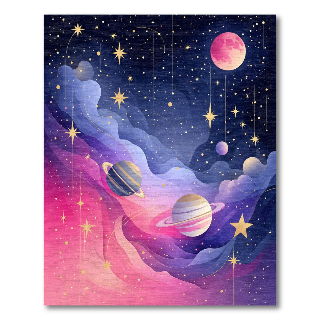Cosmic Pink Purple Starry Nebula Rug