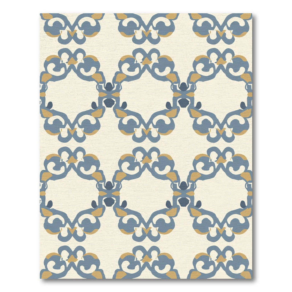 Blue Gold Contemporary Medallion Rug