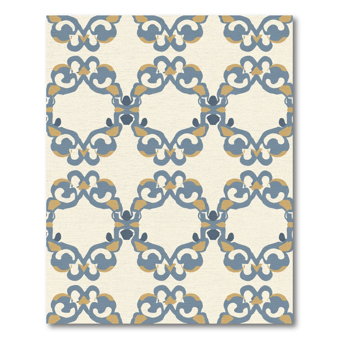 Blue Gold Contemporary Medallion Rug