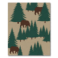 Brown Bear Woodland Forest Scene Rug