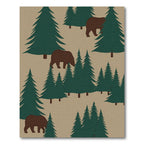 Brown Bear Woodland Forest Scene Rug