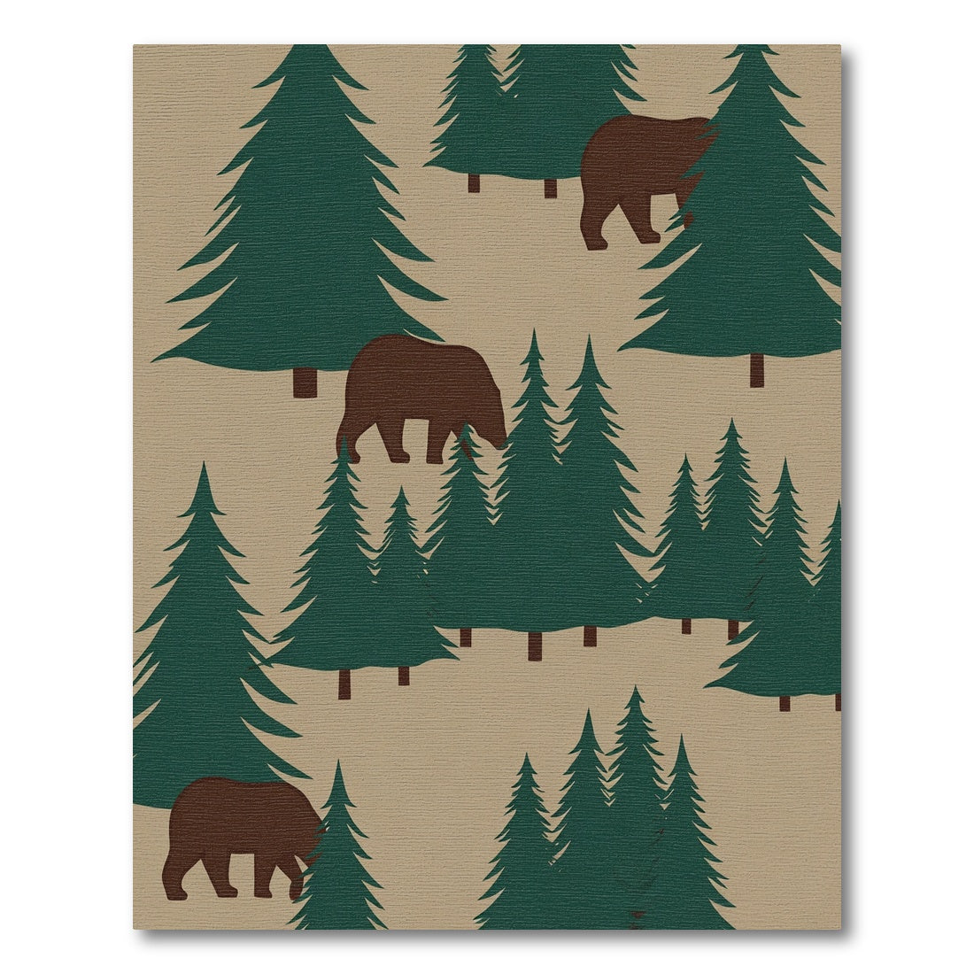 Brown Bear Woodland Forest Scene Rug