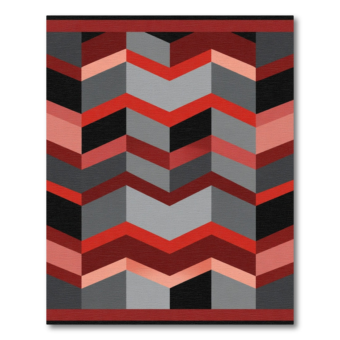 Red Gray Black Chevron Stripes Rug