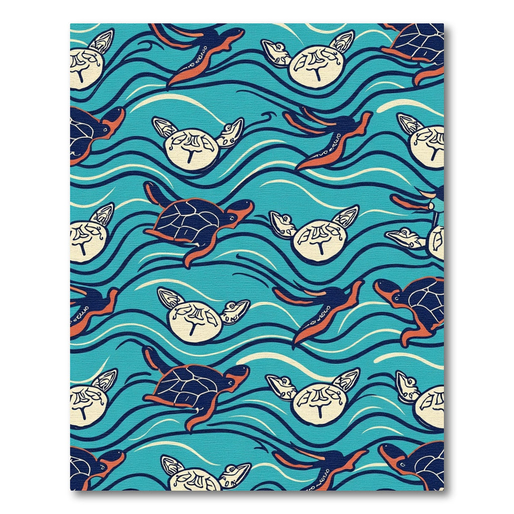 Blue Turtle Ocean Waves Rug