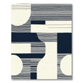 Minimalist Navy Cream Geometric Stripes Rug