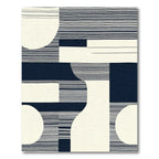 Minimalist Navy Cream Geometric Stripes Rug
