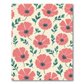 Coral Poppy Garden Leafy Pattern Rug