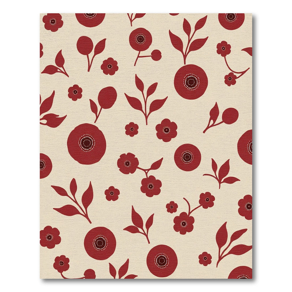 Crimson Floral Branches on Cream Ground Rug